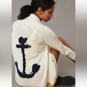 Kerri Rosenthal Anchors Away cotton/cashmere cardigan, size S, NWOT